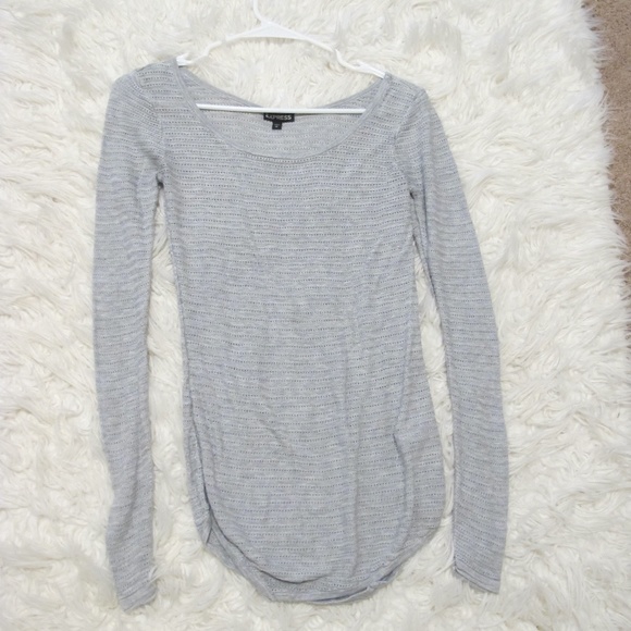 Women's Express Long Sleeve Grey date night chic shirt Top Size Small Grey GUC - Picture 4 of 6